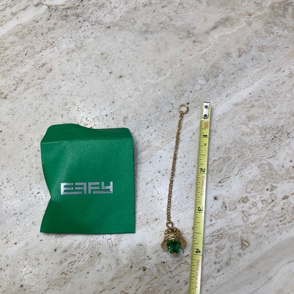 EFFY Bells Handbag Charm Collection Gold Tone Bell on Chain with Green Crystal - Picture 2 of 2